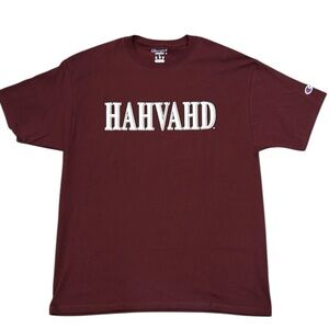 New Champion Harvard “Hahvahd” Short Sleeve T-Shirt Red/White 100% Cotton Large